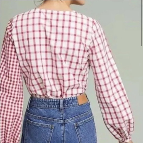 Anthropologie Child of the Universe Mixed Plaid Print Bodysuit Blouse Size Small - Picture 2 of 11